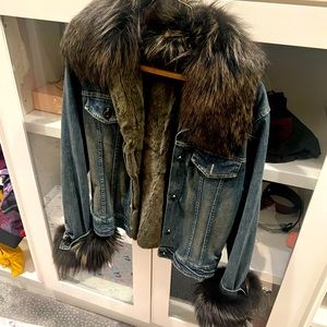 Fur jeans jacket